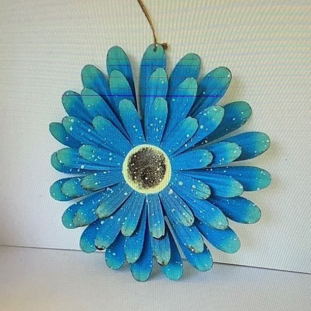 Rustic 3D AquaBlue Metal Flower Wall Decor